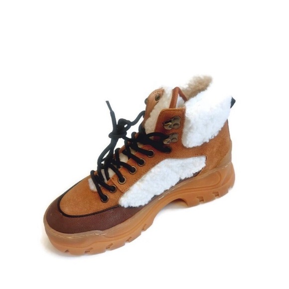 Greats Brooklyn Womens 7.5 Lace Up Suede Platform Hiking Boots Brown Colorblock